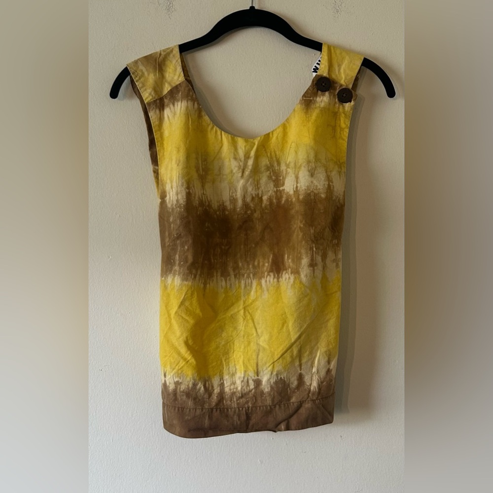 WHIT Yellow and Brown Tie-Dye Tank Top